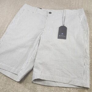 Seersucker Shorts Men 34 Stretch Ben Sherman Gray NEW Golf Chino Luxury Wealth